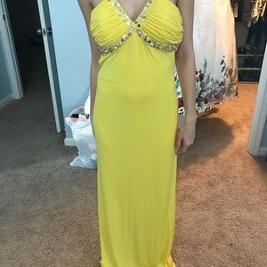 Yellow Sequined Prom Dress